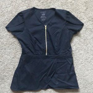 RARE Jaanuu Black Small Tulip Top Scrubs